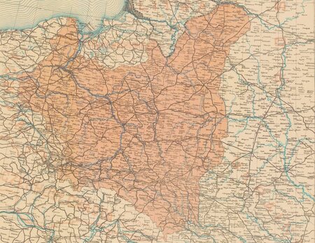 Mapa Polski według traktatu wersalskiego. (Biblioteka Narodowa)